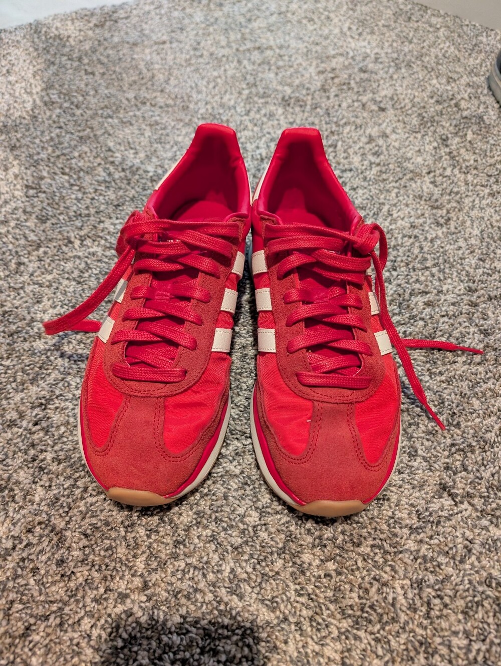 Adidas Red Retro-Style Low Top Sneakers with White Stripese - Picture 2 of 4